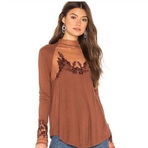Free People mesh top with flower details